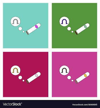 Flat icon design collection cigar and horseshoe vector image
