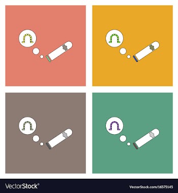 Flat icon design collection cigar and horseshoe vector image