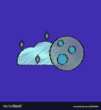 Flat icon design collection cloud and moon in vector image