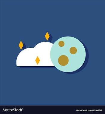 Flat icon design collection cloud and moon in vector image