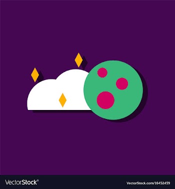 Flat icon design collection cloud and moon in vector image