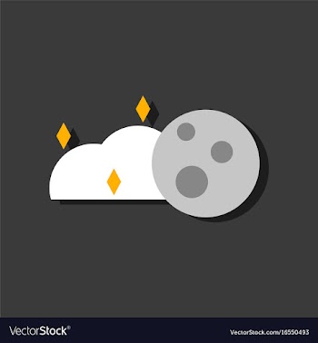Flat icon design collection cloud and moon in vector image