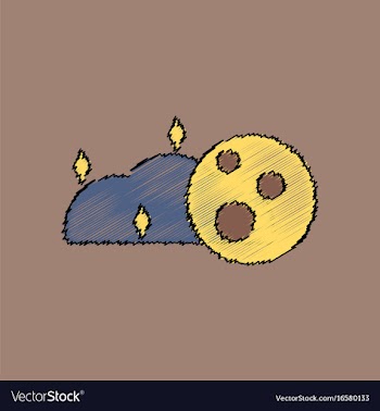 Flat icon design collection cloud and moon in vector image