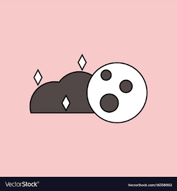 Flat icon design collection cloud and moon vector image