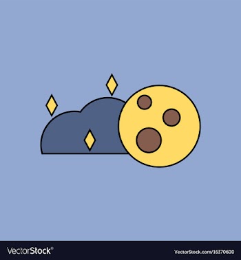 Flat icon design collection cloud and moon vector image