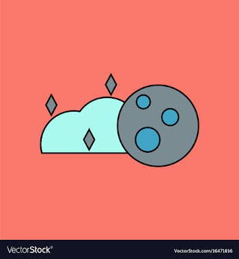 Flat icon design collection cloud and moon vector image