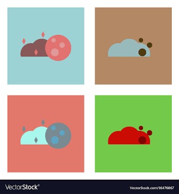 Flat icon design collection cloud and moon vector image