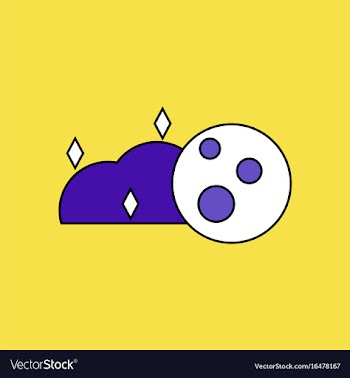 Flat icon design collection cloud and moon vector image
