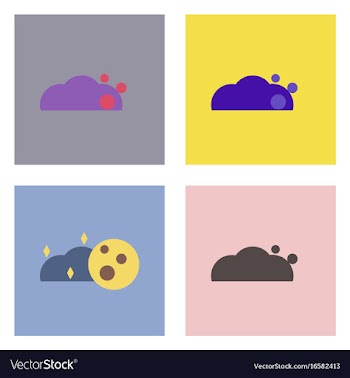 Flat icon design collection cloud and moon vector image