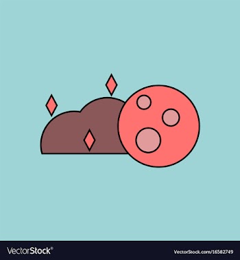 Flat icon design collection cloud and moon vector image