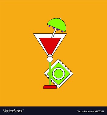Flat icon design collection condom and cocktail vector image