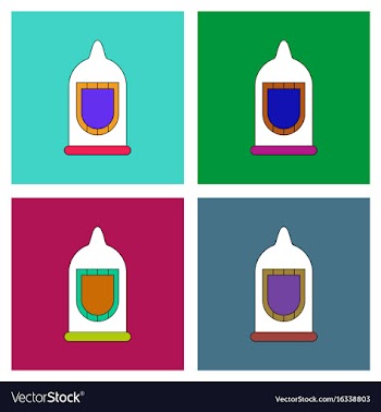 Flat icon design collection condom silhouette vector image