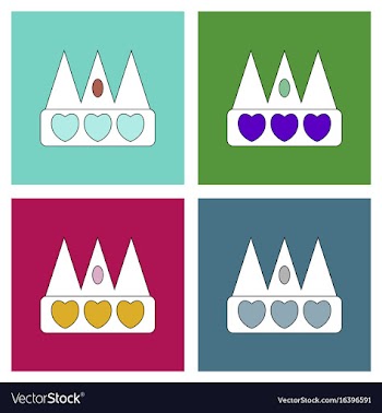 Flat icon design collection crown silhouette vector image