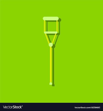 Flat icon design collection crutch in sticker vector image