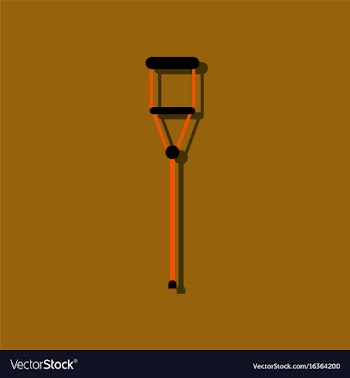 Flat icon design collection crutch in sticker vector image