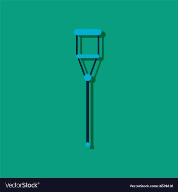 Flat icon design collection crutch in sticker vector image