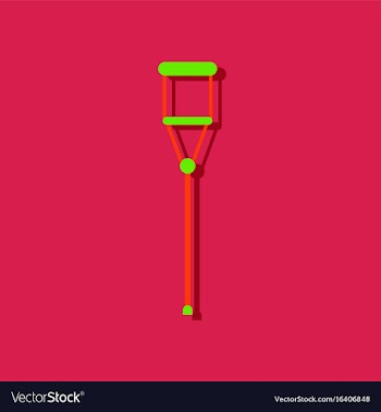 Flat icon design collection crutch in sticker vector image