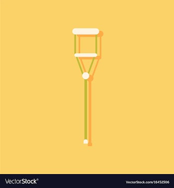 Flat icon design collection crutch in sticker vector image