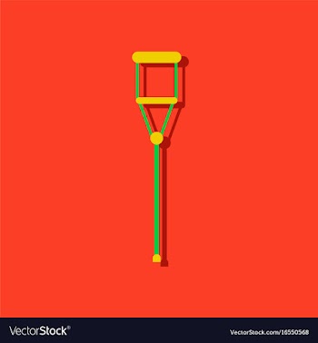 Flat icon design collection crutch in sticker vector image