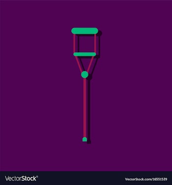 Flat icon design collection crutch in sticker vector image