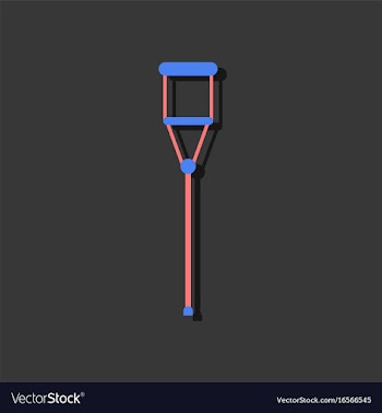 Flat icon design collection crutch in sticker vector image