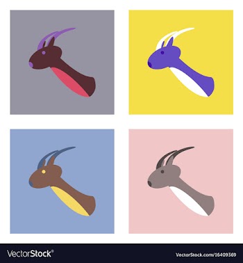Flat icon design collection deer head vector image