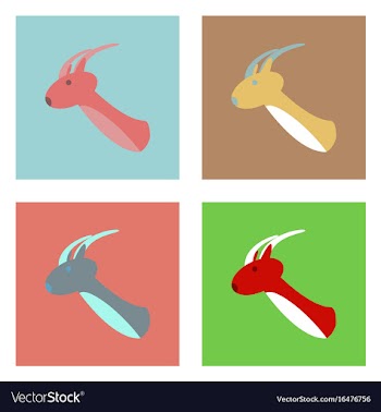 Flat icon design collection deer head vector image
