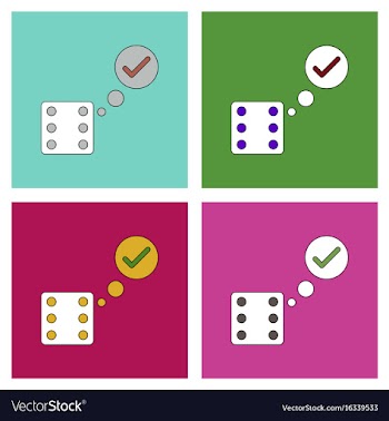 Flat icon design collection dice and check mark vector image