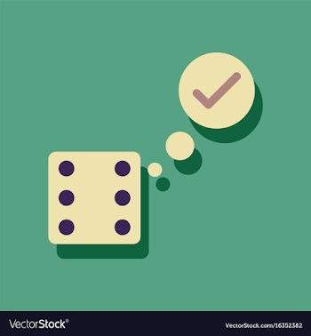 Flat icon design collection dice and check mark vector image