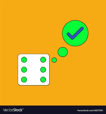Flat icon design collection dice and check mark vector image