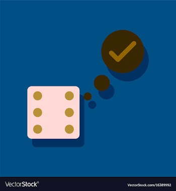Flat icon design collection dice and check mark vector image