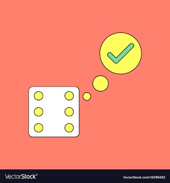 Flat icon design collection dice and check mark vector image