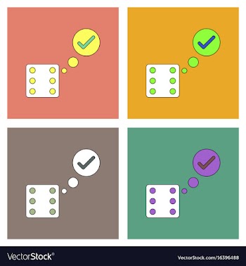 Flat icon design collection dice and check mark vector image