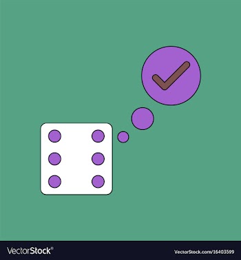 Flat icon design collection dice and check mark vector image