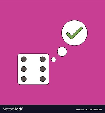 Flat icon design collection dice and check mark vector image