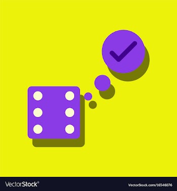 Flat icon design collection dice and check mark vector image