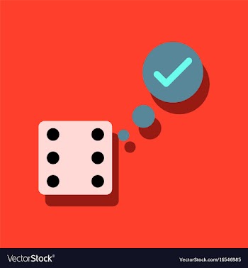 Flat icon design collection dice and check mark vector image
