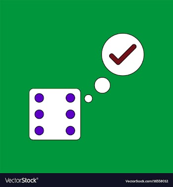 Flat icon design collection dice and check mark vector image