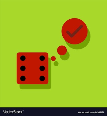 Flat icon design collection dice and check mark vector image