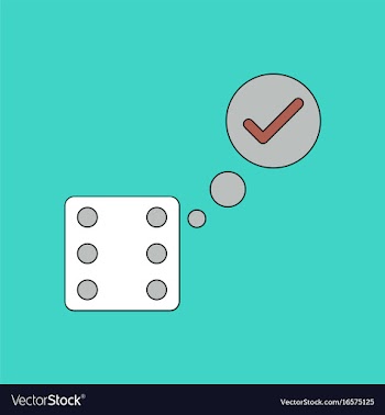 Flat icon design collection dice and check mark vector image