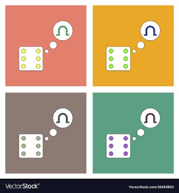 Flat icon design collection dice and horseshoe vector image