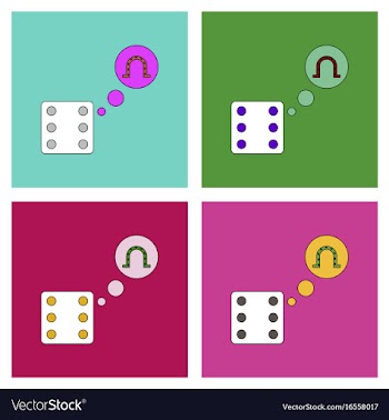 Flat icon design collection dice and horseshoe vector image