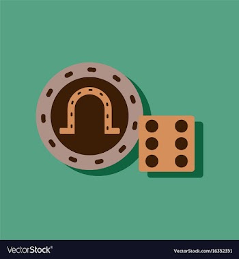 Flat icon design collection dice and lucky chip vector image