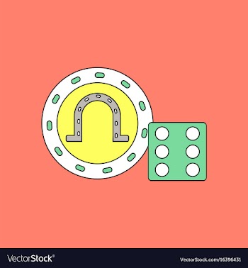 Flat icon design collection dice and lucky chip vector image