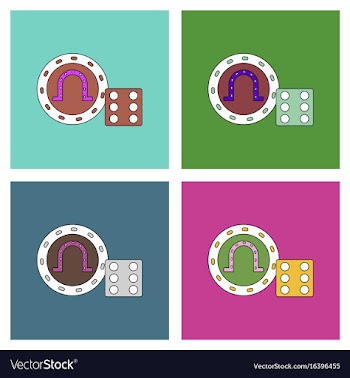 Flat icon design collection dice and lucky chip vector image