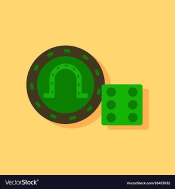 Flat icon design collection dice and lucky chip vector image