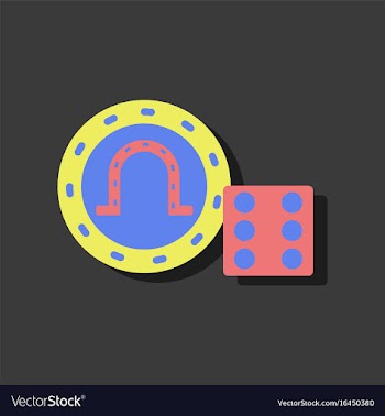 Flat icon design collection dice and lucky chip vector image