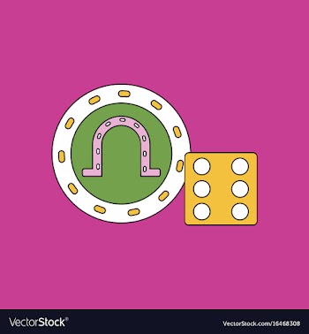Flat icon design collection dice and lucky chip vector image