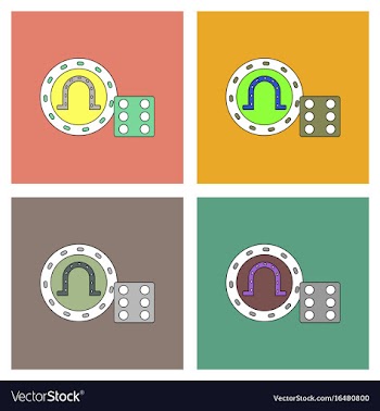 Flat icon design collection dice and lucky chip vector image