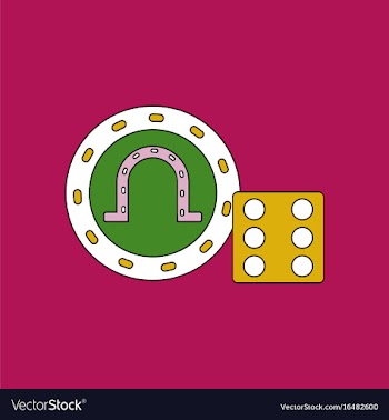 Flat icon design collection dice and lucky chip vector image
